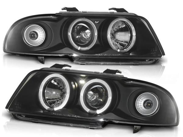 LED Angel Eyes Scheinwerfer für Audi A4 B5 94-98 schwarz